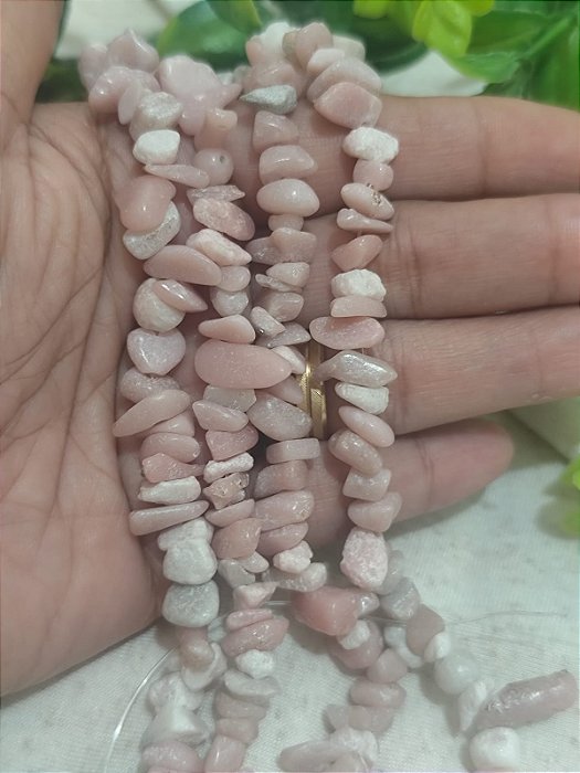 Fio Cascalho Opala Rosa (1 fio - 40cm)