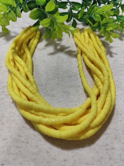 Disco de Fimo Emborrachado 6mm Amarelo (1 fio -Aproximadamente 400un)