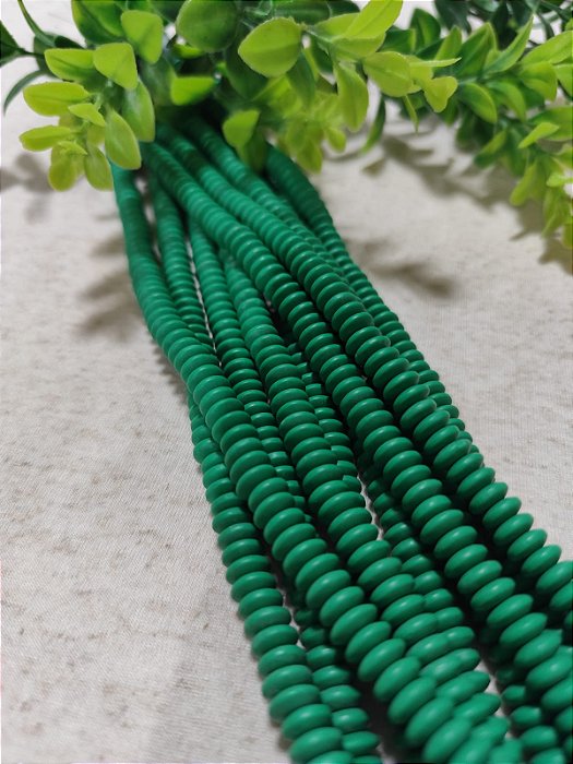 Disco de Fimo Emborrachado 8mm Verde (1 Fio- Aproximadamente 120un)