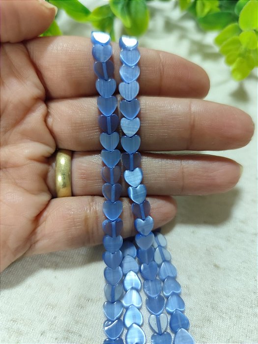 Coração Pedra Olho de Gato Azul 5mm (10un)