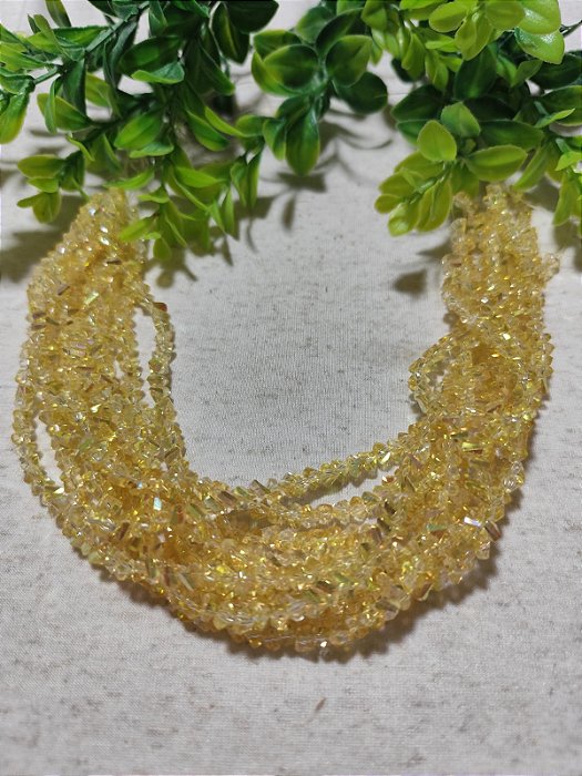 Cascalho de Cristal 5mm Amarelo (1 fio - 30cm)