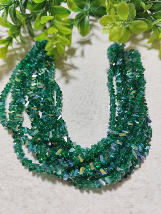Cascalho de Cristal 5mm Verde (1 fio - 35cm)