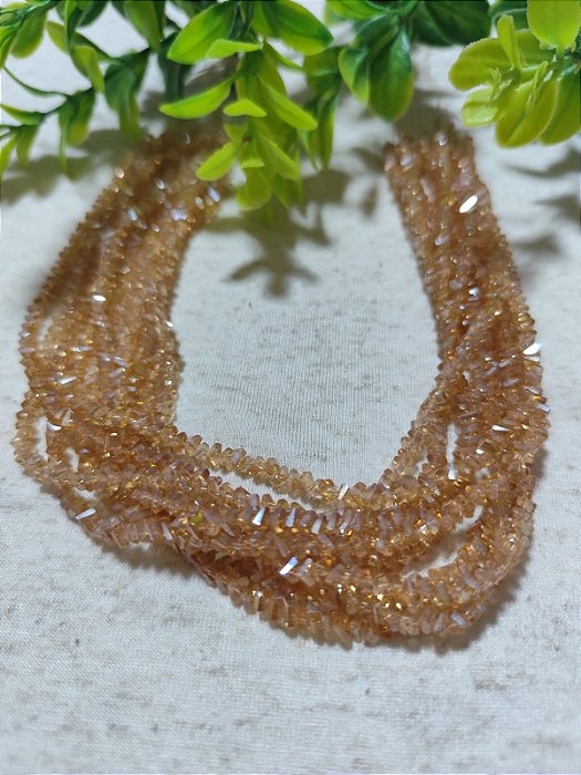 Cascalho de Cristal 3mm Chá (1 fio - 35cm)