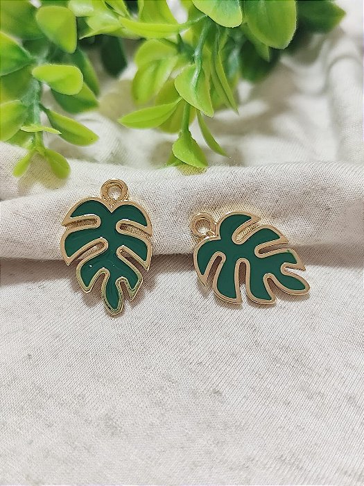 Pingente Costela de Adão 30mm Ouro, resinado Verde (un)