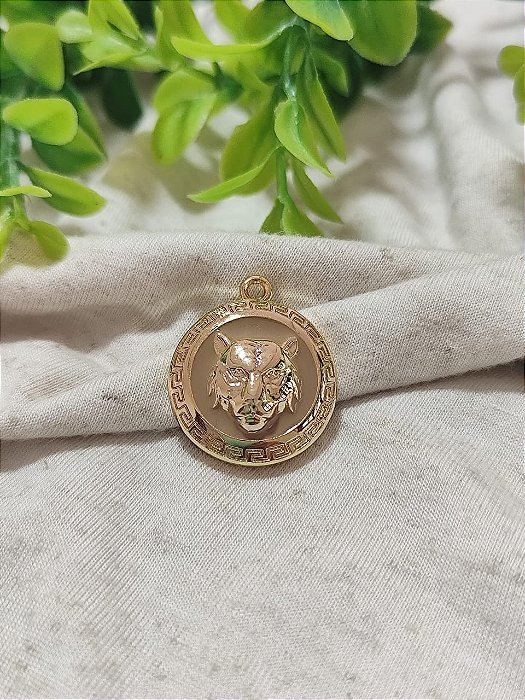 Pingente Leopardo 30mm Ouro, resinado Nude (un)