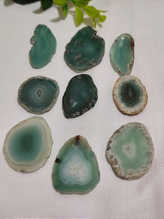 Pingente Chapa de Ágata Verde (Un-Tamanho Diversos)