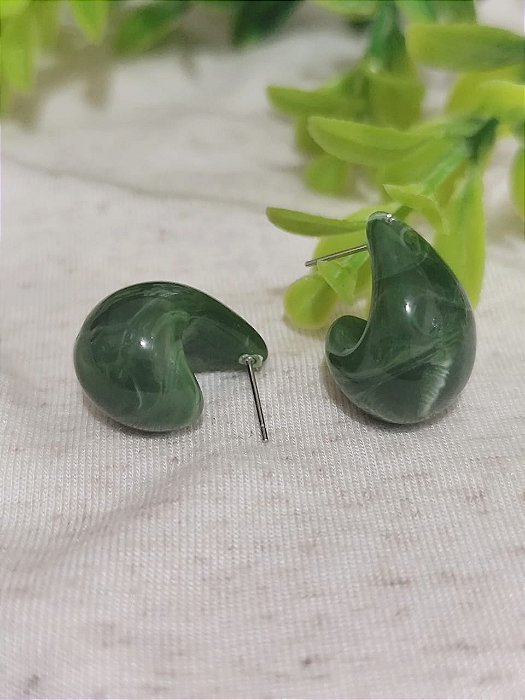 Brinco Resina Gota P Verde Mesclado (par)