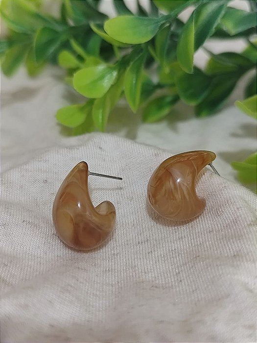 Brinco Resina Gota P Âmbar Mesclado (par)
