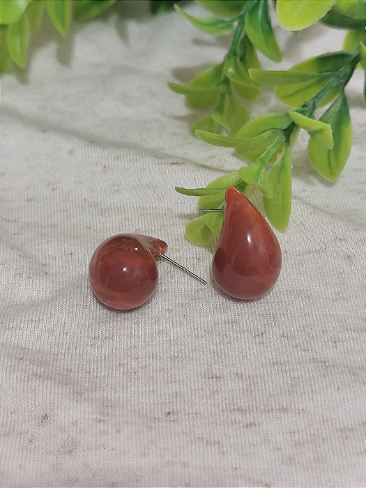 Brinco Resina Gota P Terra Cota (par)