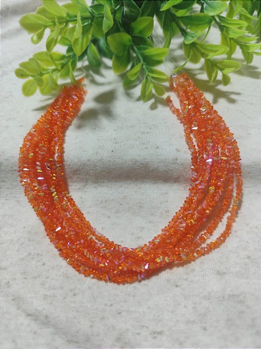 Cascalho de Cristal 3mm Laranja (1 fio - 35cm)