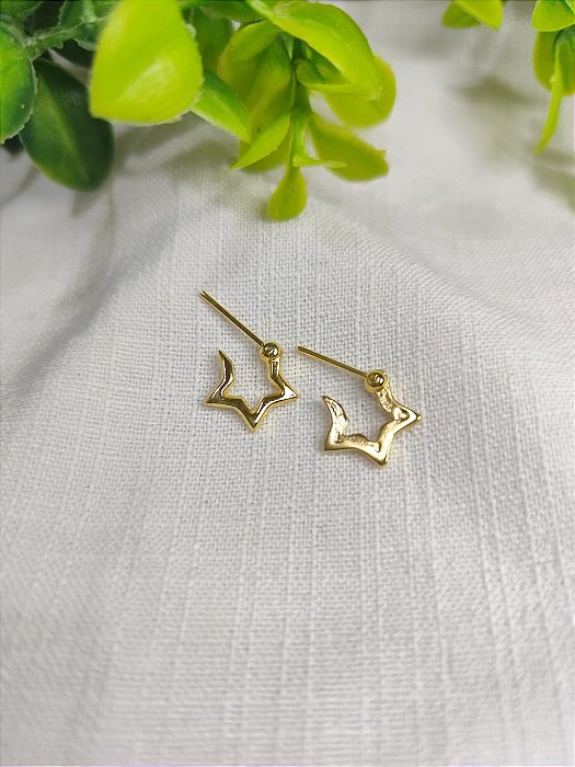 Brinco argolinha Estrela12mm Ouro (par)