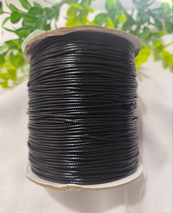 Cordão Encerado Sintético Preto 1,5mm (Metro)