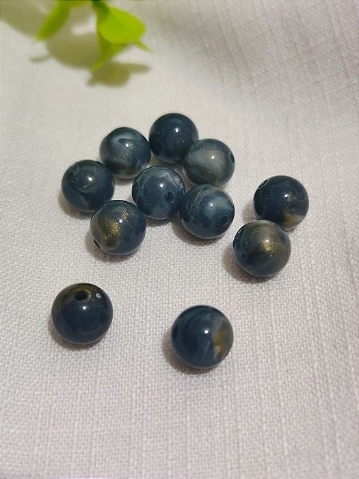 Bola Resina 10mm Azul Petróleo (20gr - Aproximadamente 40un)