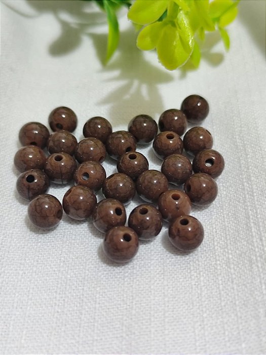 Bola Resina 8mm Marrom Craquelada (20gr - Aproximadamente 70un)