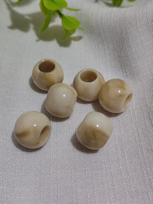 Bola Resina 16mm Nude Mesclado, abertura 8mm (4un)