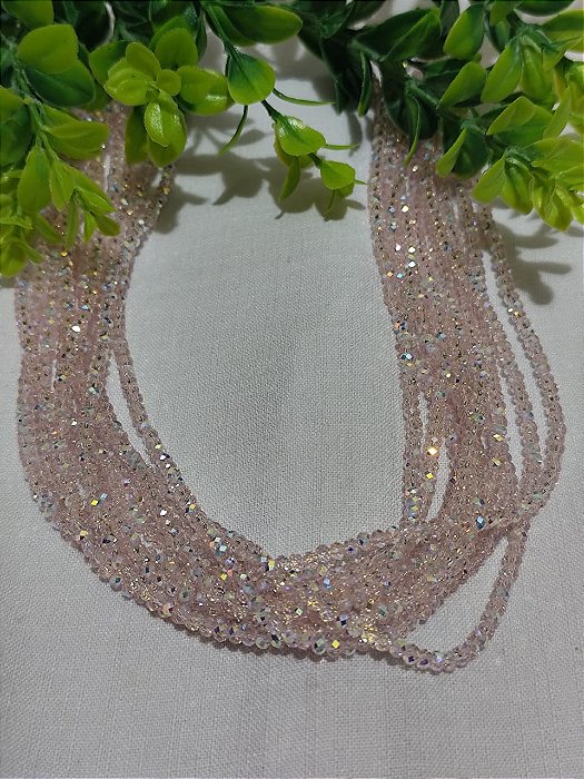 Cristal Irizado Rosa 4mm (1 fio  Aprox. 149un)