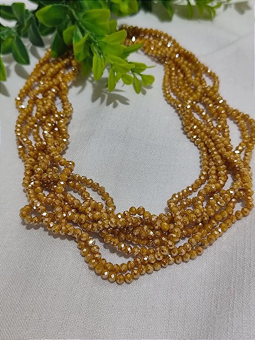Cristal Mostarda Metalizado 4mm (1 Fio - Aprox. 120un)