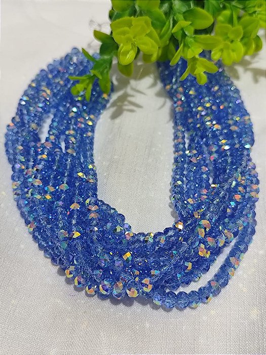 Cristal Irizado Azul 8mm (1 fio  Aprox. 78un)