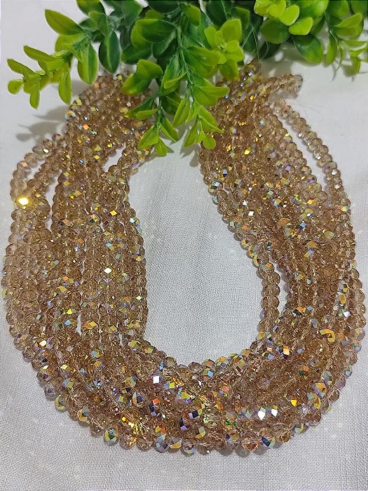 Cristal Irizado Champagne 8mm (1 fio  Aprox. 78un)