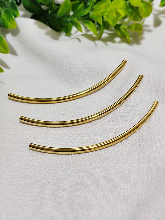 Tubo Metal Curvado 100mm x 4mm abertura Ouro (un)