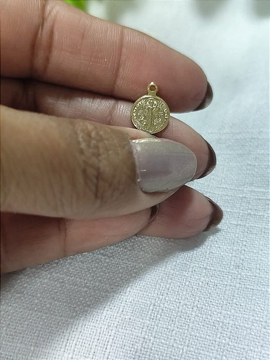 Pingente Medalha São Bento 12mm Ouro (5un)