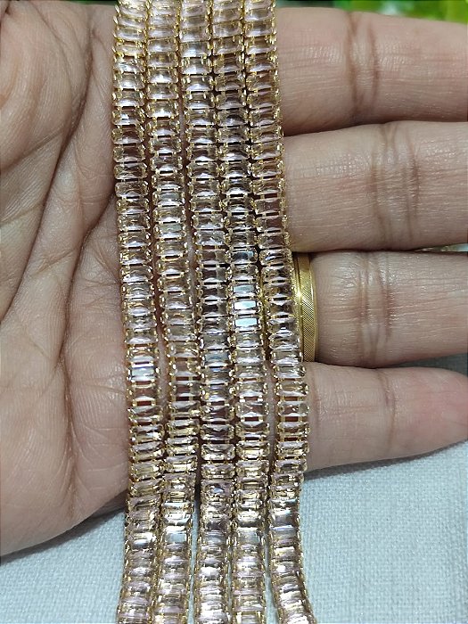 Colar Riviera Baguete Champagne 38cm, com fecho de joalheria (un)