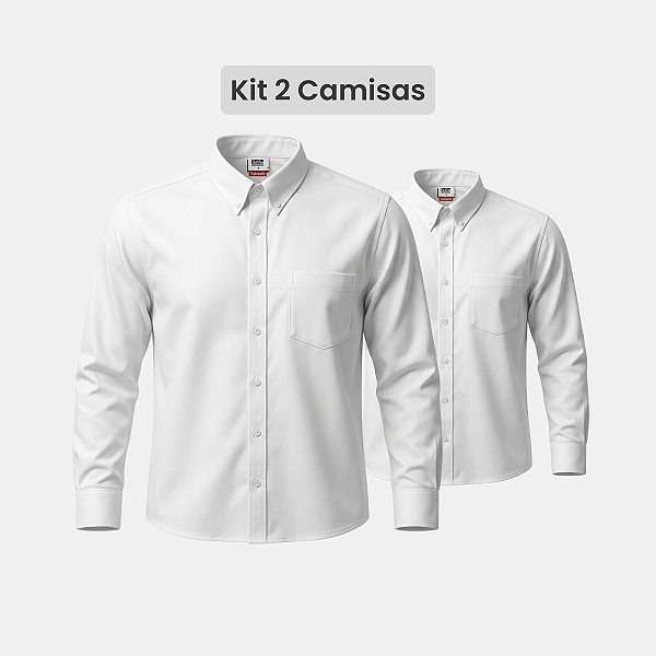 Kit 2 Camisas Sociais Masculina Branca Brim