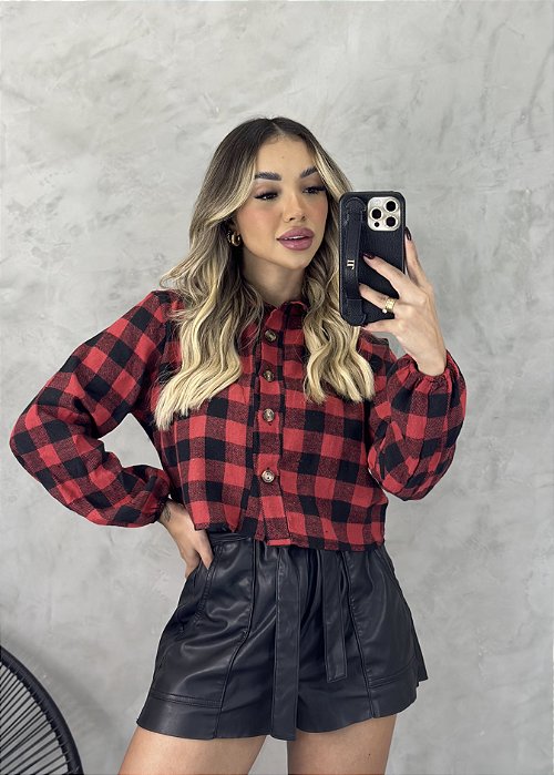 Cropped xadrez flanelado