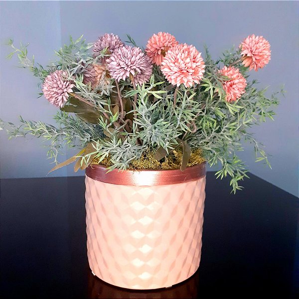 Arranjo Floral Permanente no Vaso Cerâmico