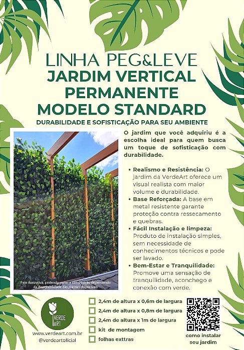 Peg & Leve Jardim Vertical Artificial Modelo Standard 2,4m de Altura
