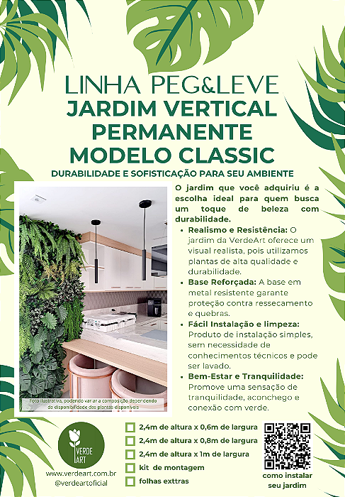 Peg & Leve Jardim Vertical Artificial Modelo Classic 2,4m de Altura