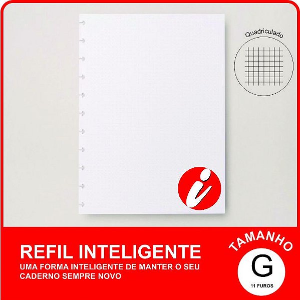 Refil Inteligente Grande Quadriculado 90g/m² com 50 folhas