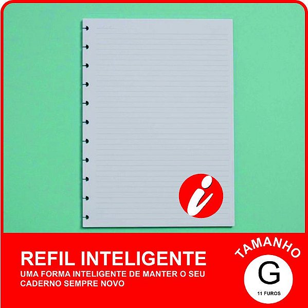 Refil Inteligente Grande Pautado 90g/m² com 50 folhas