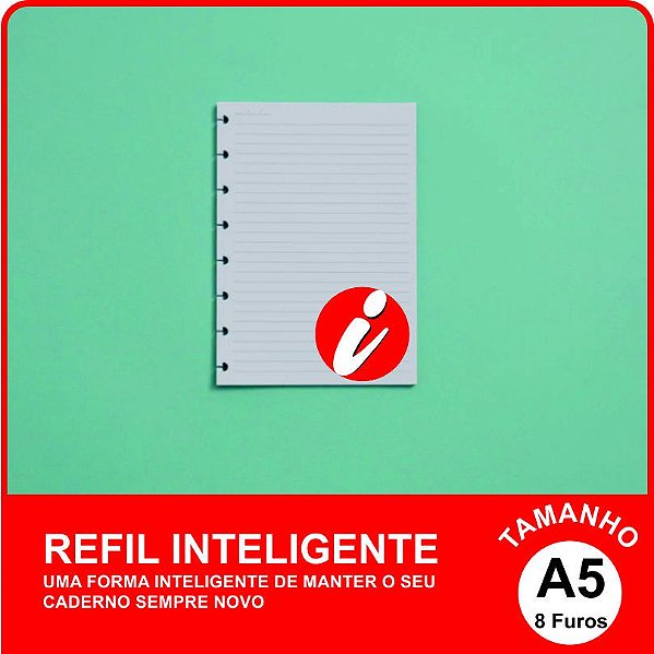 Refil Inteligente A5 Pautado 75g/m² com 100 folhas