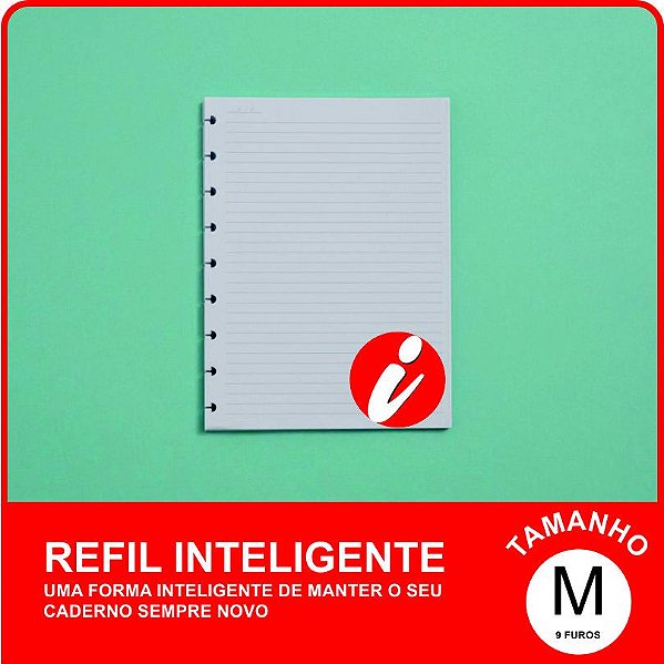 Refil Inteligente Médio Pautado 75g/m² com 50 folhas