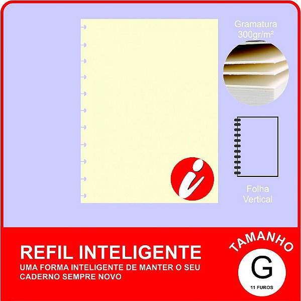 Refil Inteligente Liso 300g/m² com 12 folhas na Vertical