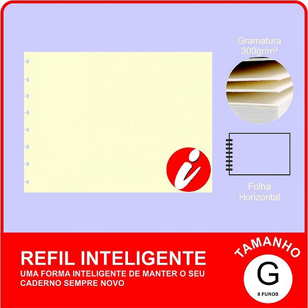 Refil Inteligente Liso 300g/m² com 12 folhas na Horizontal