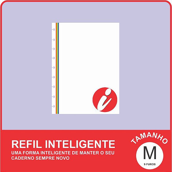 Refil Inteligente Médio Liso Arco-Íris 90g/m² com 50 folhas