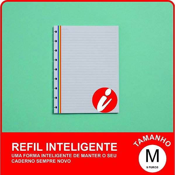 Refil Inteligente Médio Pautado Arco-Íris 90g/m² com 50 folhas