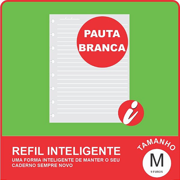Refil Inteligente Grande Pauta Branca 90g/m² 50 folhas