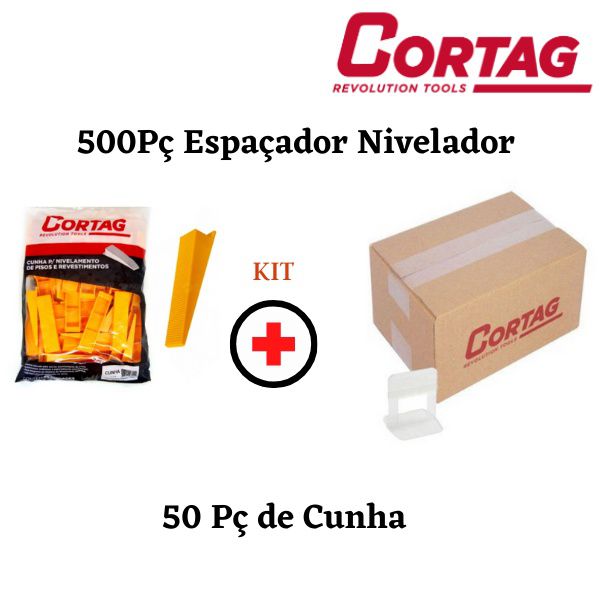 Espaçador Nivelador Cortag Kit 500pç + 50 Cunhas