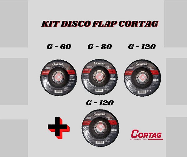 KIT 4 DISCOS FLAP G-60+G-80+G-120+G-120