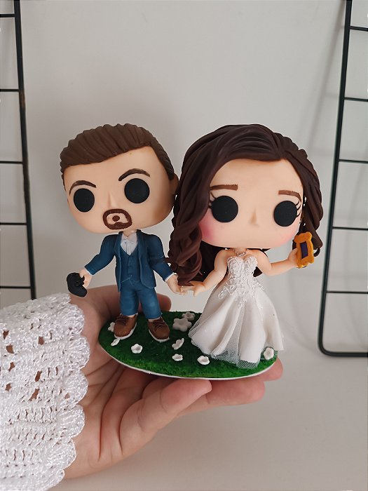 Noivinhos personalizados para topo de bolo de casamento - Funko Pop em porcelana fria - action figure - custom