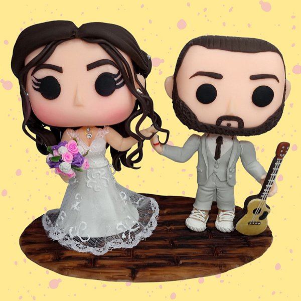 Noivinhos personalizados para topo de bolo de casamento - Funko Pop em porcelana fria - action figure - custom