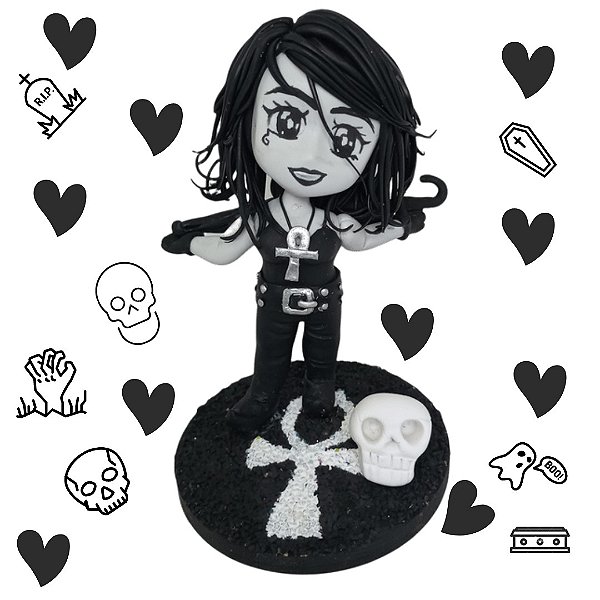Morte - Death - Sandman no estilo Chibi em biscuit