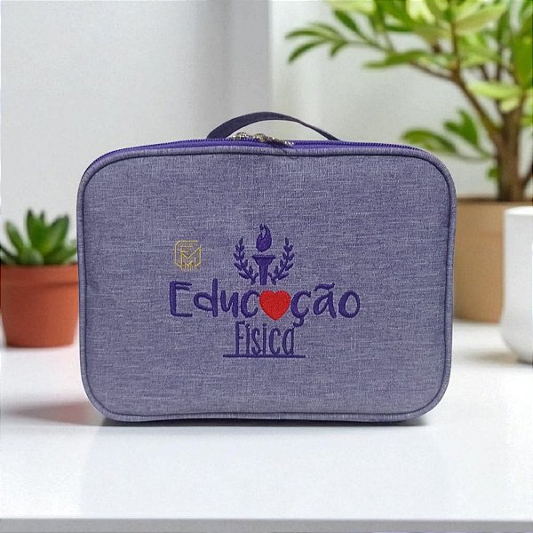 Estojo Maletinha ( Linho Mescla ) TEMA ED. FÍSICA