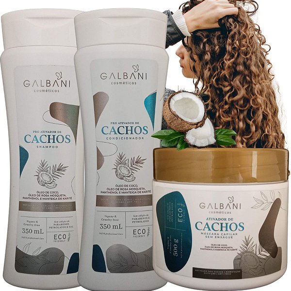 Shampoo e Condicionador + Ativador de Cachos Galbani