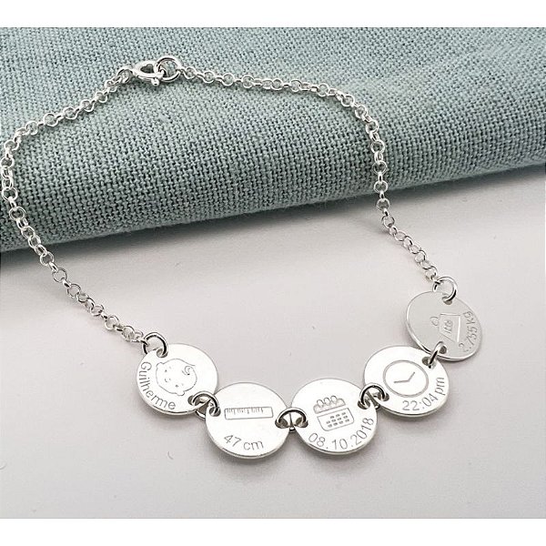 Pulseira Nascimento 5 Medalhas - Sob Encomenda
