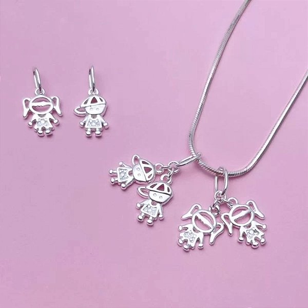 Pingente 2 Meninas Prata
