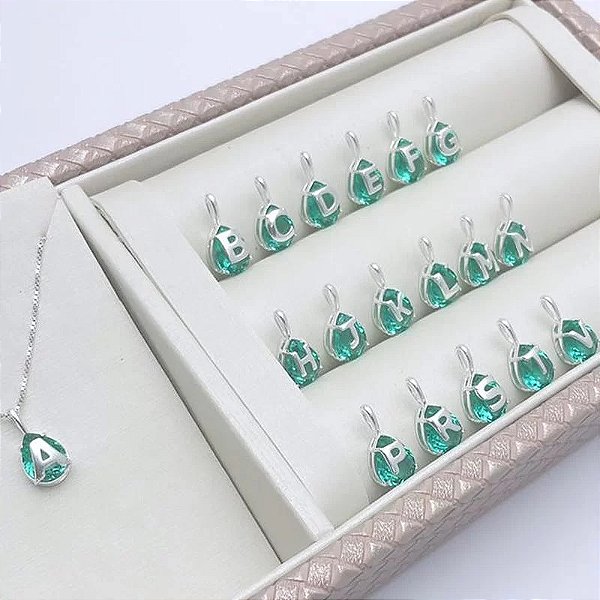 Pingente Gota Zircônia Letra Inicial